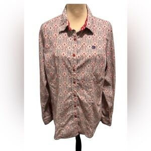 CINCH WOMEN'S GEO PRINT LONG SLEEVE BUTTON-DOWN WESTERN SHIRT FLIP CUFF SIZE XXL